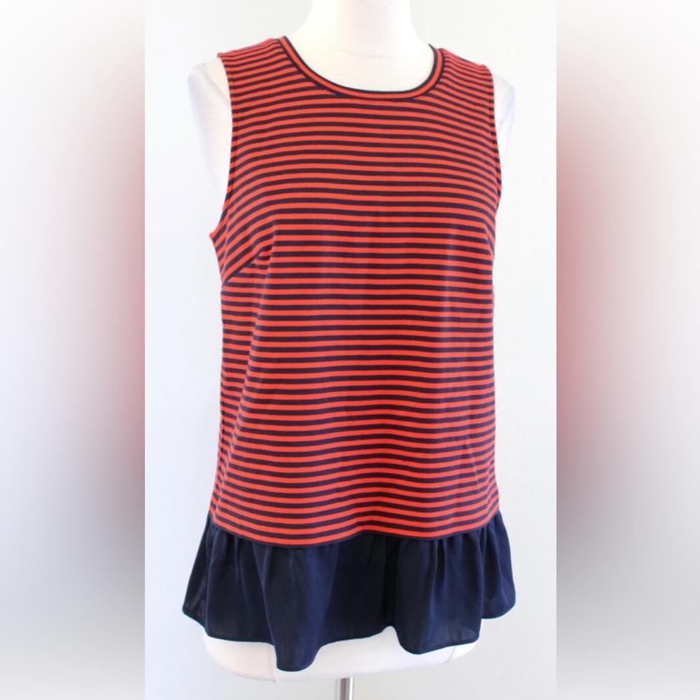 J.CREW Striped ruffled hem tank XXS